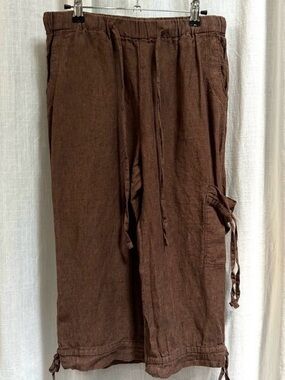 Coldwater Creek Linen Cargo Drawstring Pants